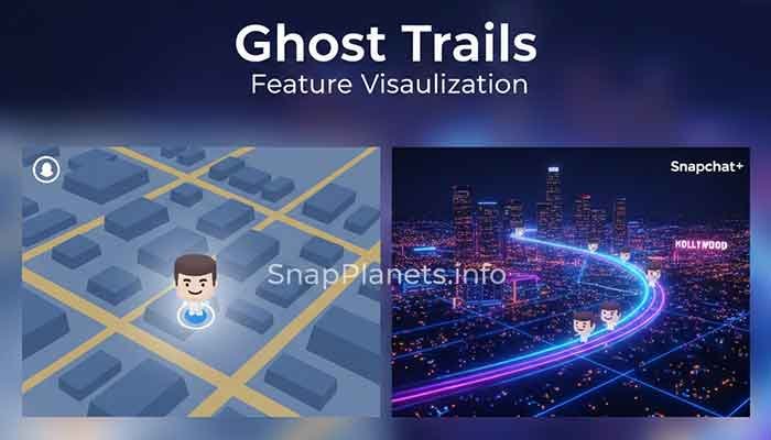 Comparison between standard Snap Map and Snapchat Plus Ghost Trails