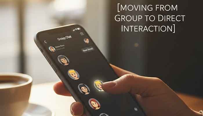 User moving from a Snapchat group chat to a private 1-on-1 message.
