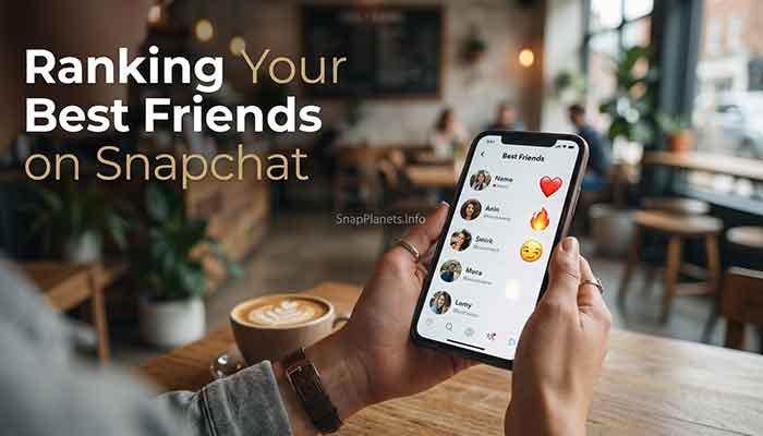 A person managing their Snapchat Best Friends list on a smartphone in a cafe