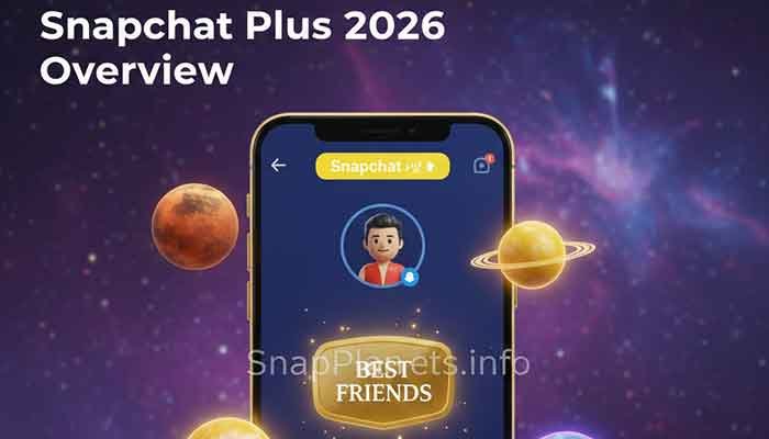 A smartphone displaying the Snapchat Plus Friend Solar System interface with cosmic aesthetics