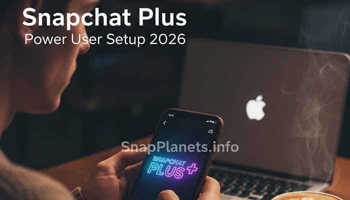 Martin using Snapchat Plus hidden features on a smartphone in a cafe