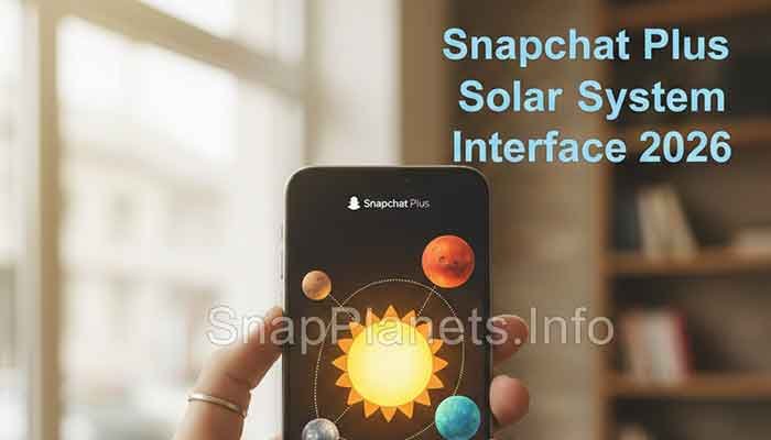 Hand holding a smartphone displaying the Snapchat Plus Solar System feature, history of Snapchat Planets.