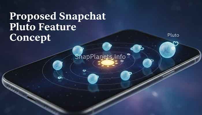 Concept art of Snapchat Plus Pluto planet feature, New Snapchat Planets.