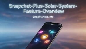 A 3D smartphone displaying the Snapchat Plus Solar System feature in space, Snapchat Plus Planets review.