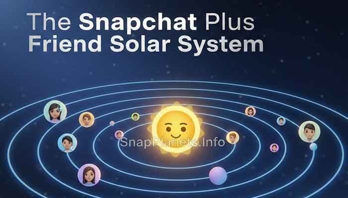 Snapchat Plus Solar System interface showing friends as planets orbiting a user's Bitmoji Sun, Snapchat Solar System algorithm.