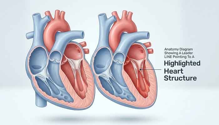 Anatomy Diagram Showing A Leader LINE Pointing To A Highlighted Heart Structure