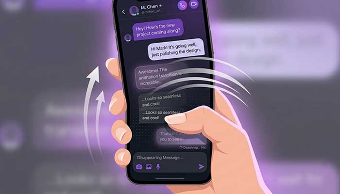 Swiping up gesture to turn on Instagram Vanish Mode